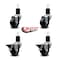 Service Caster 3'' Soft Rubber Wheel Swivel 1-3/4'' Expanding Stem Caster Set 2 Brakes, 4PK SCC-EX20S314-SRS-2-PLB-2-134 - alternate 2